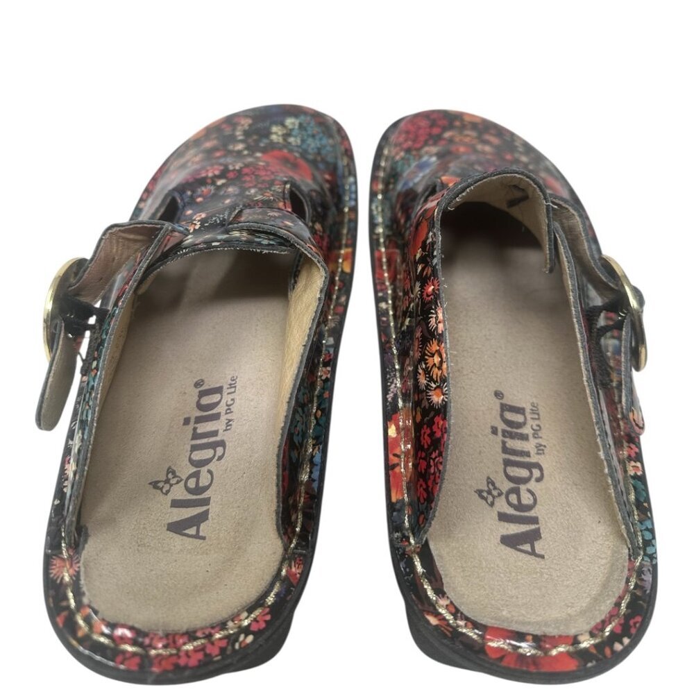Alegria Donna Midnight Garden Patent Leather Floral Platform Slip On Clogs 7 - Picture 7 of 11